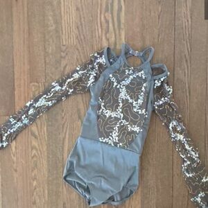 Revolution Leotard Dance Costume Lyrical Contemporary Jazz Silver Gold Sequins